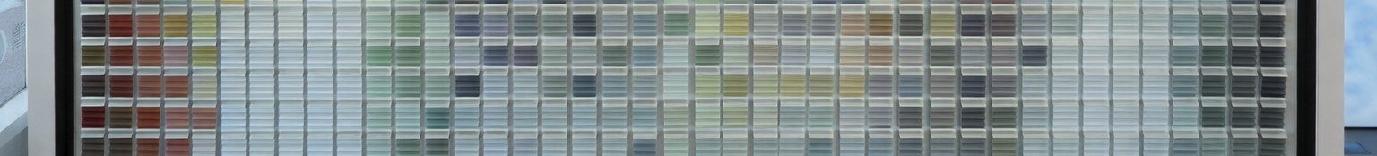 Installed fabric sample display wall