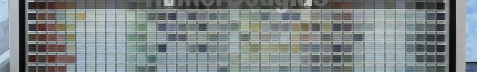 Installed fabric sample display wall