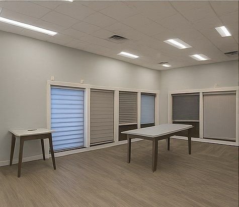 Aligned display wall of installed window coverings