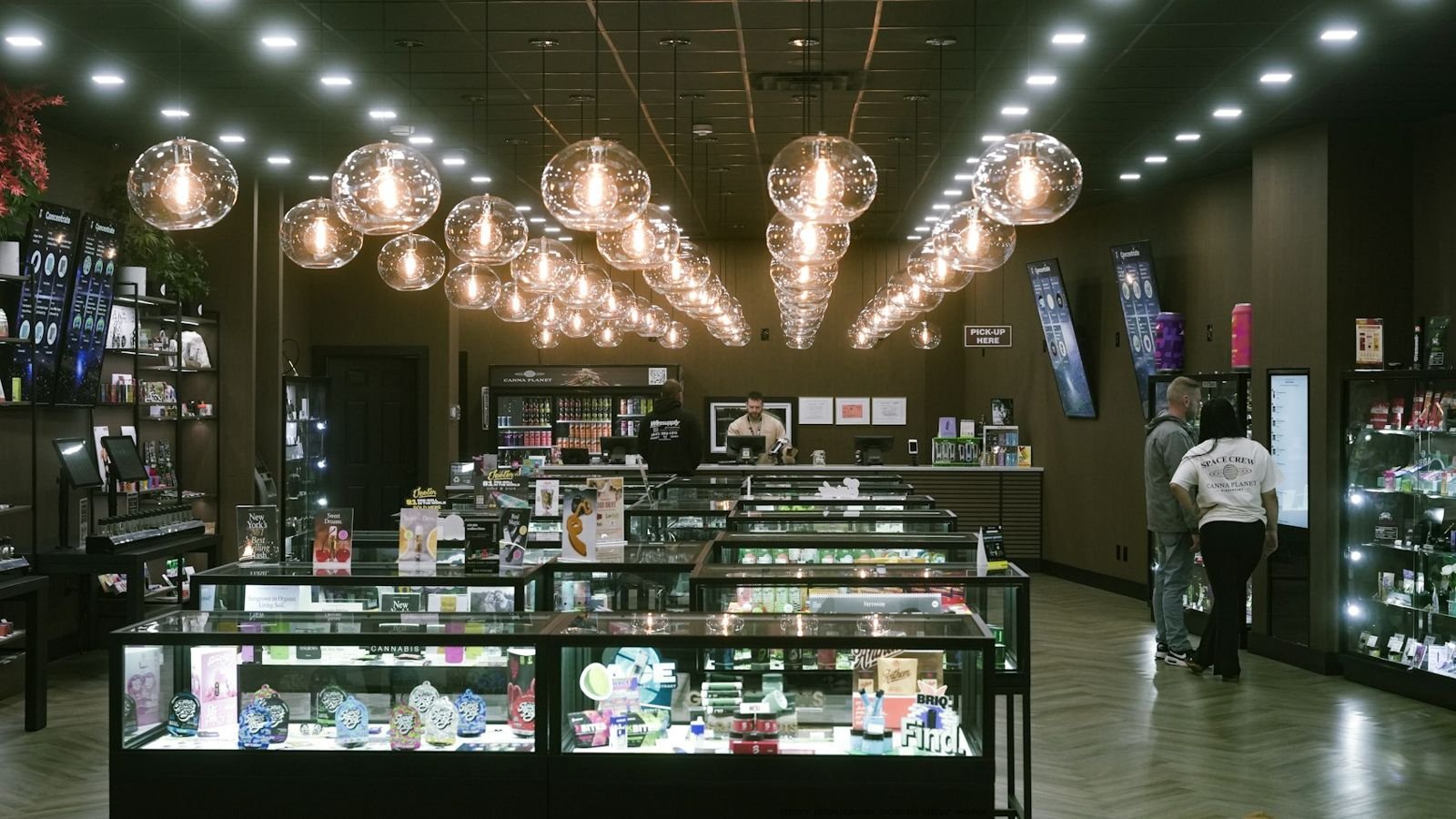Specialty retail store with casework and lighting